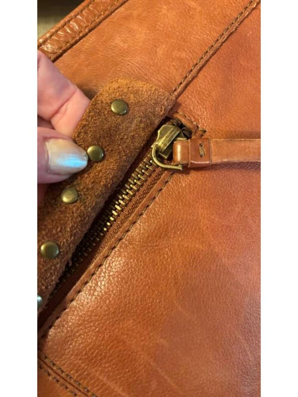 Ashwood Genuine Leather Crescent Moon Hobo Bag Purse Cognac Brown Slouchy - Picture 3 of 11